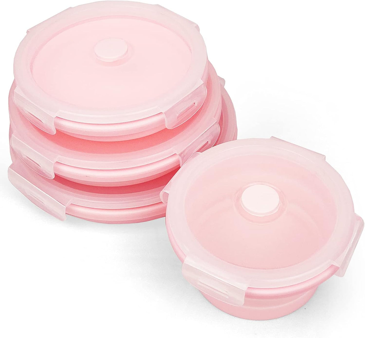 Set 4 Recipientes Silicona Plegables con Tapas Almuerzo