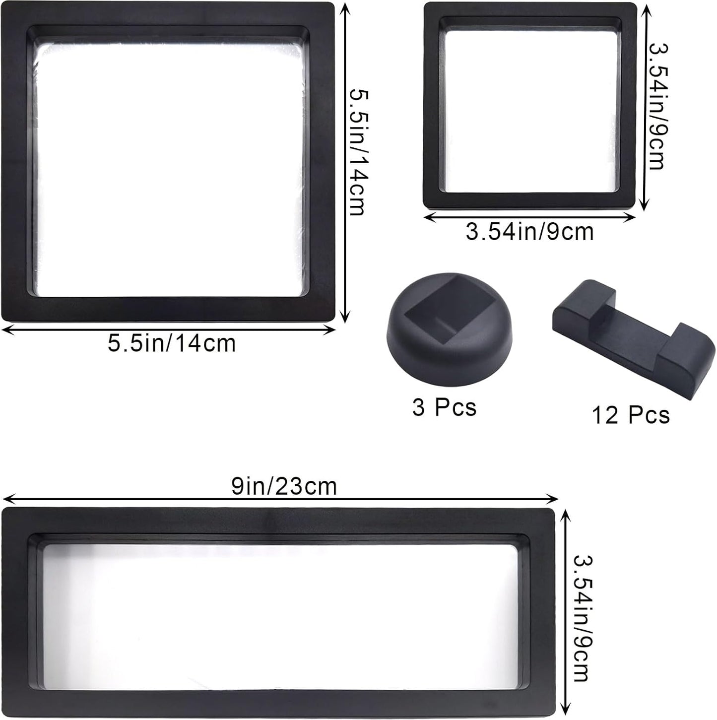 Estuche flotante 3D 9 pzas para medallas y joyas negro