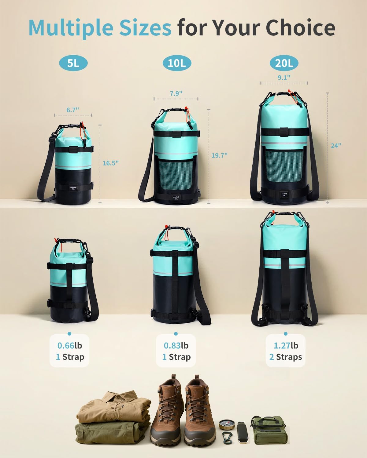 Bolsa impermeable 5-20l tapa enrollable viajes