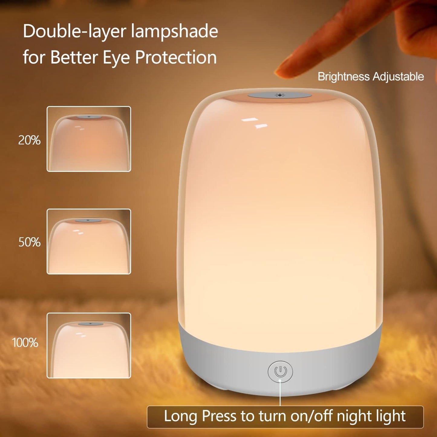 Luz guardería bebé cálida 5 luces cambian color recargable