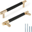 25 Tiradores Moleteados 6pulg Metal Gabinete Negro Dorado