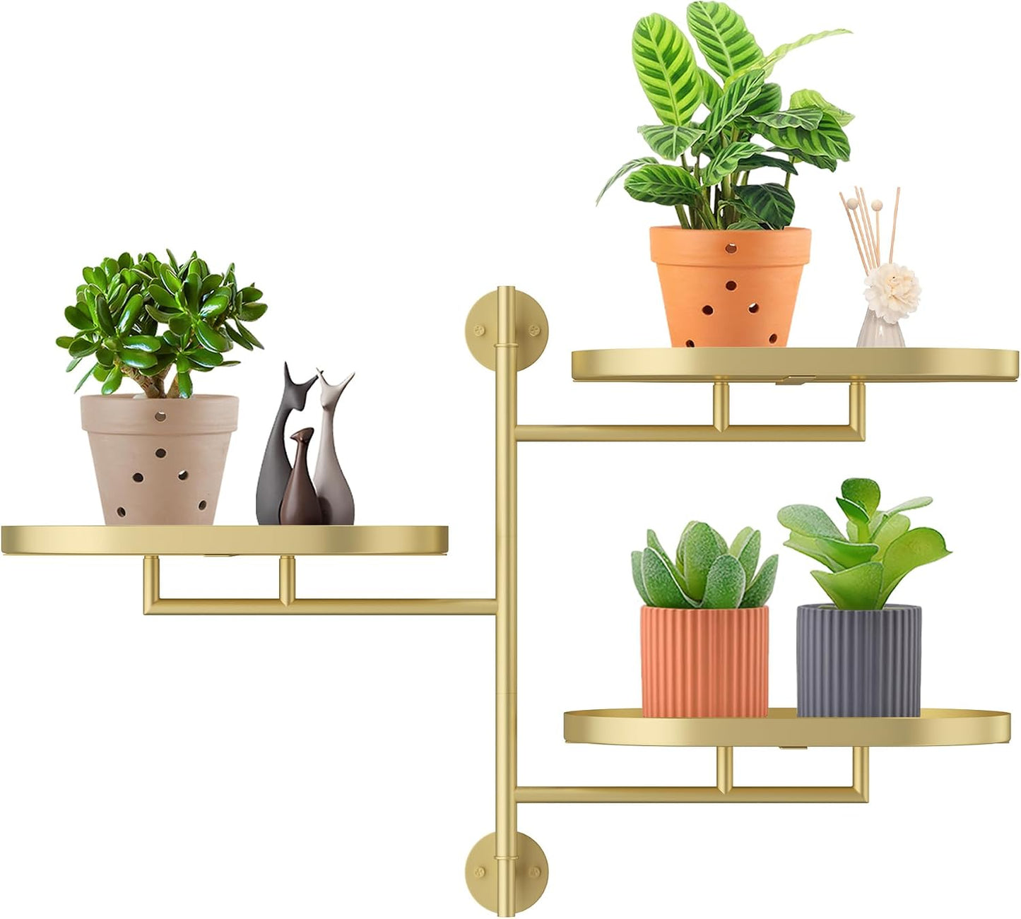Soporte giratorio para plantas ventana metal dorado