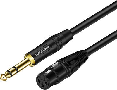 Cable equilibrado TRS 0.250pulg macho a XLR hembra 50ft negro