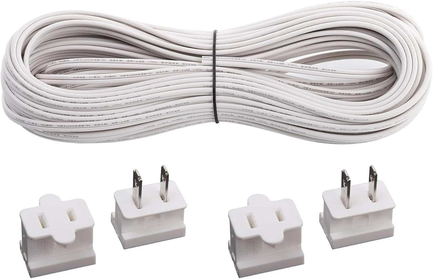 Cable SPT-2 50ft 18/2 cobre trenzado 4 enchufes blanco