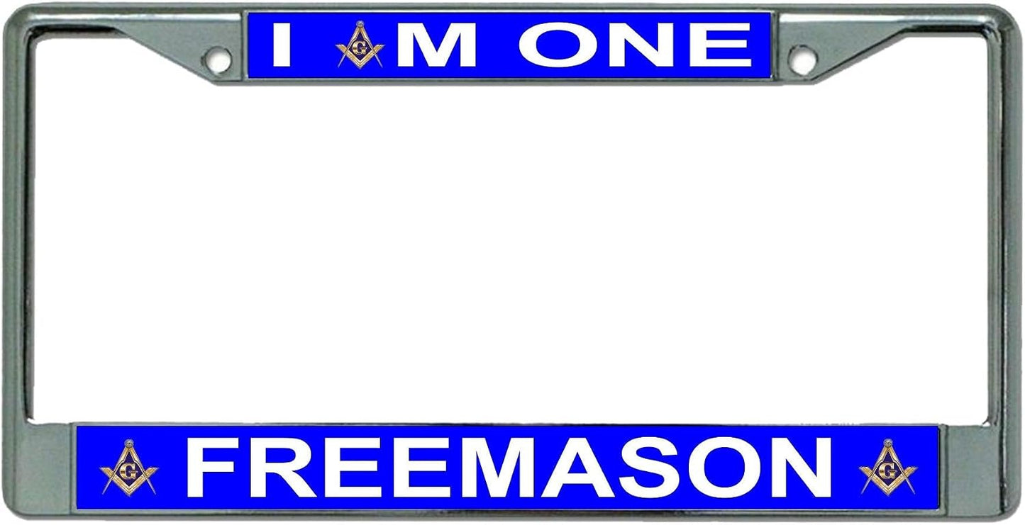 Marco matrícula cromado texto inglés I Am One Freemason