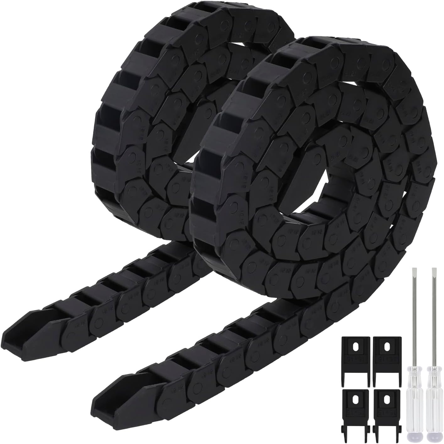 Cadena arrastre plástico negro 1m con conectores tipo puente