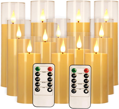 12 Velas LED Acrílicas Parpadeantes con Control Remoto Hogar Boda