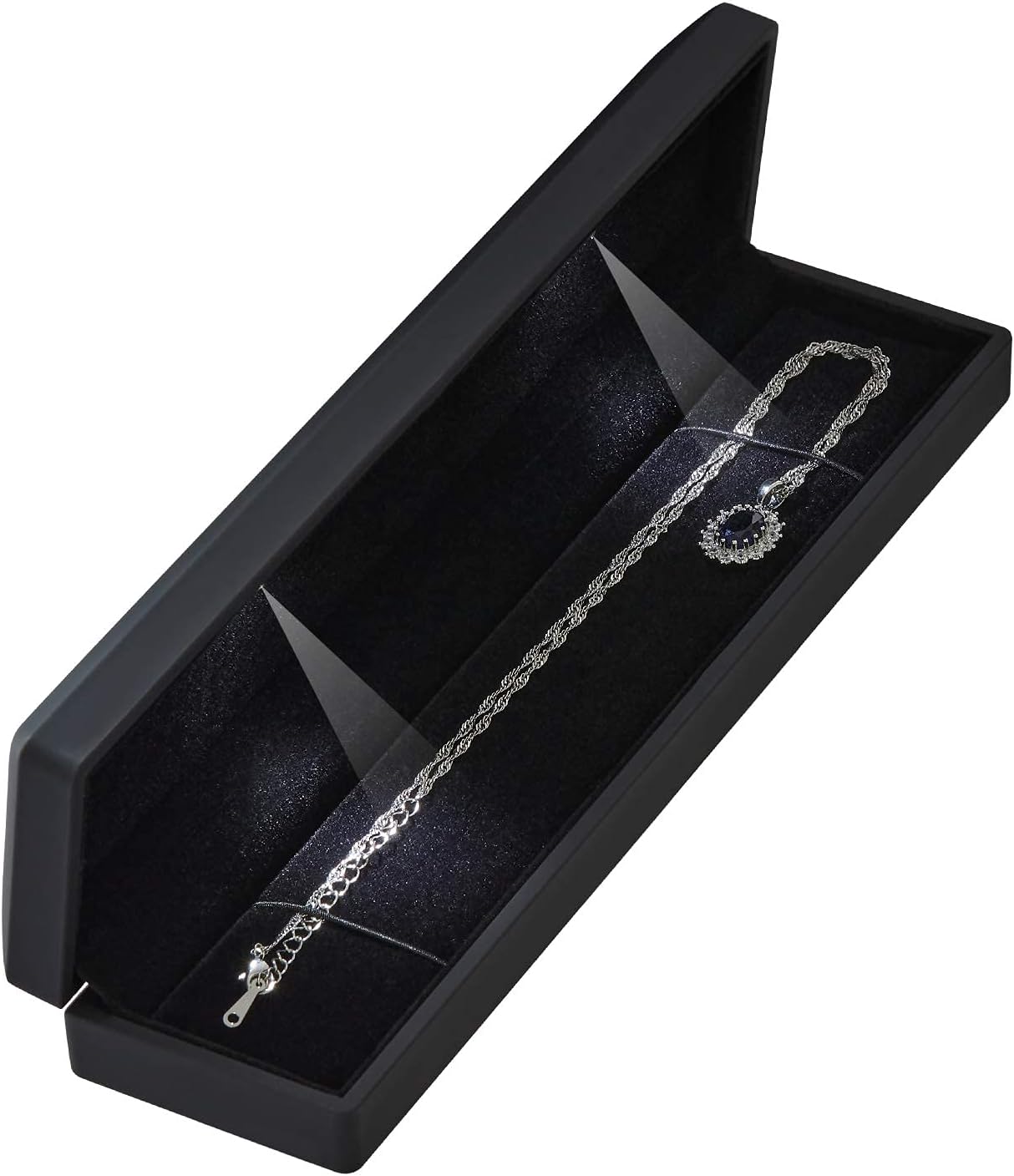 Caja terciopelo para collar con luz LED compromiso San