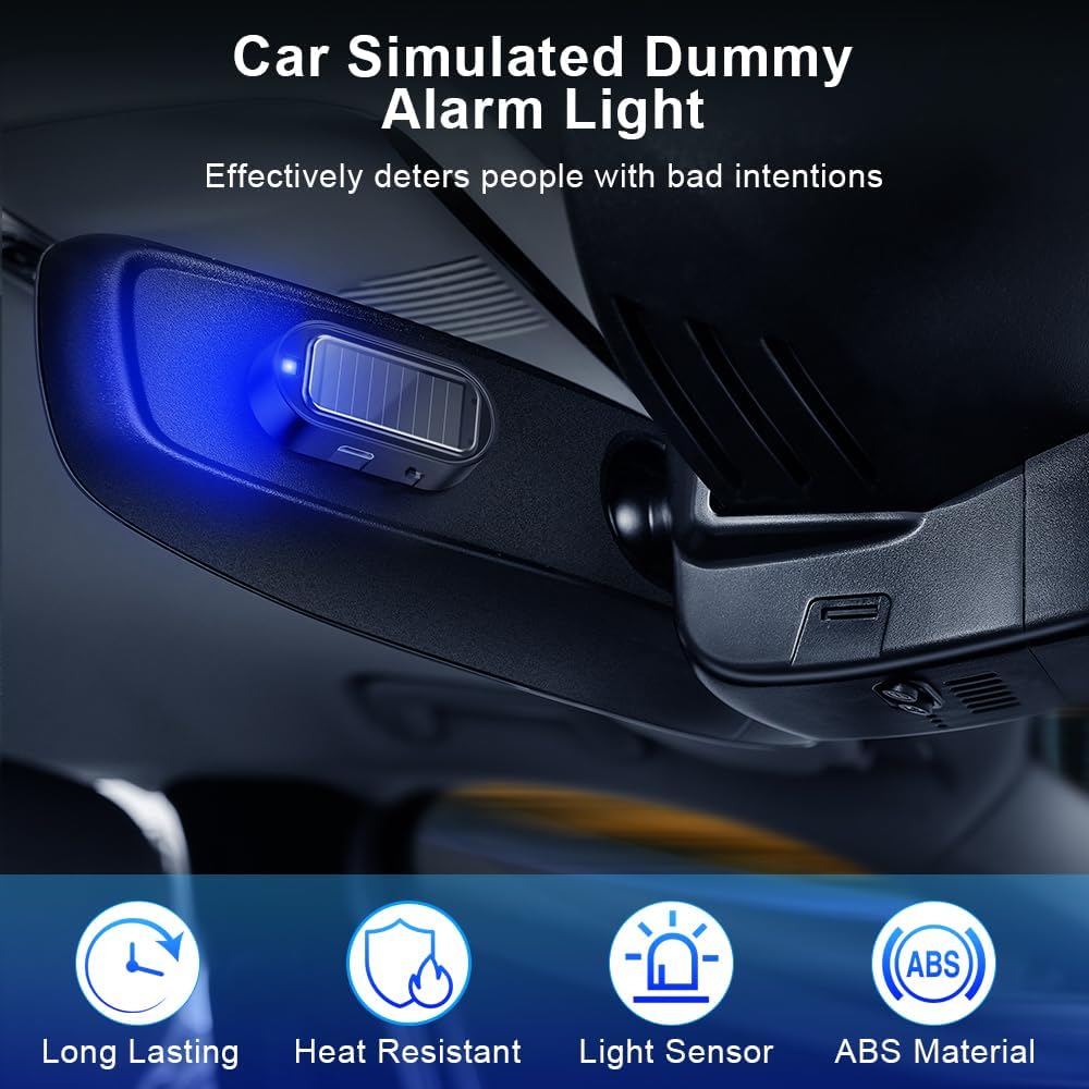 Alarma solar led antirrobo para auto con luz interior