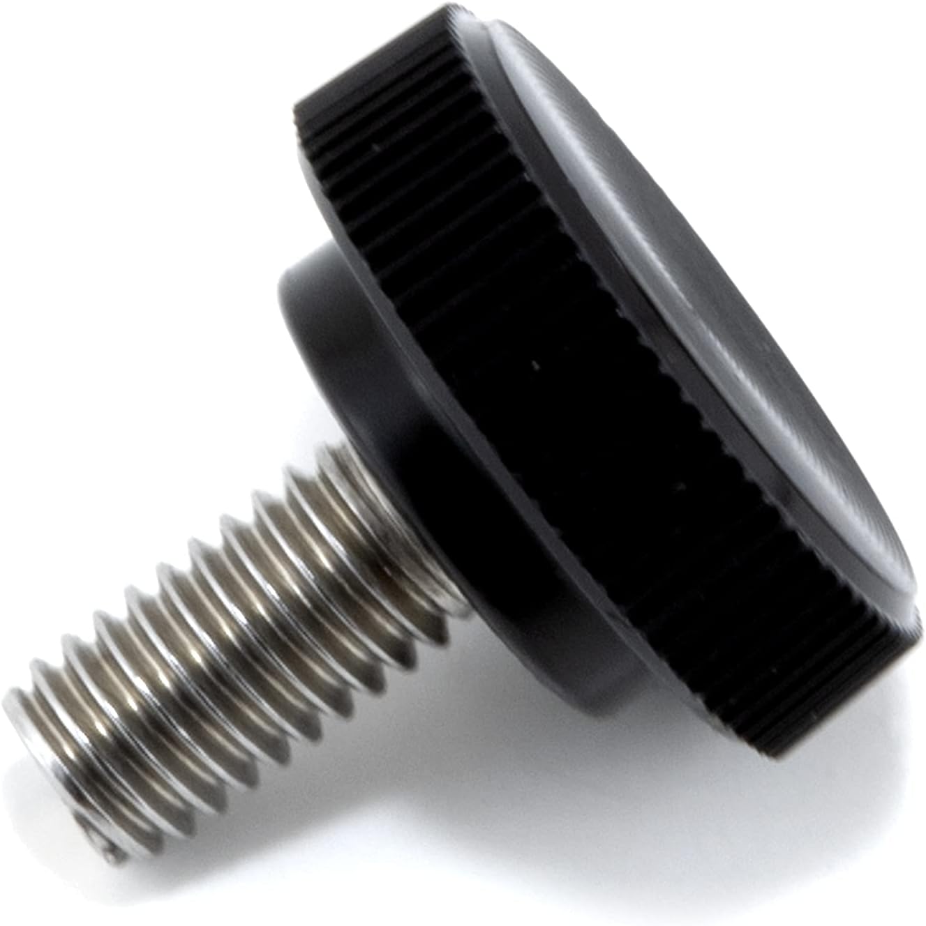 Tornillo #10-32 acero inox 3/8pulg pomo plástico negro