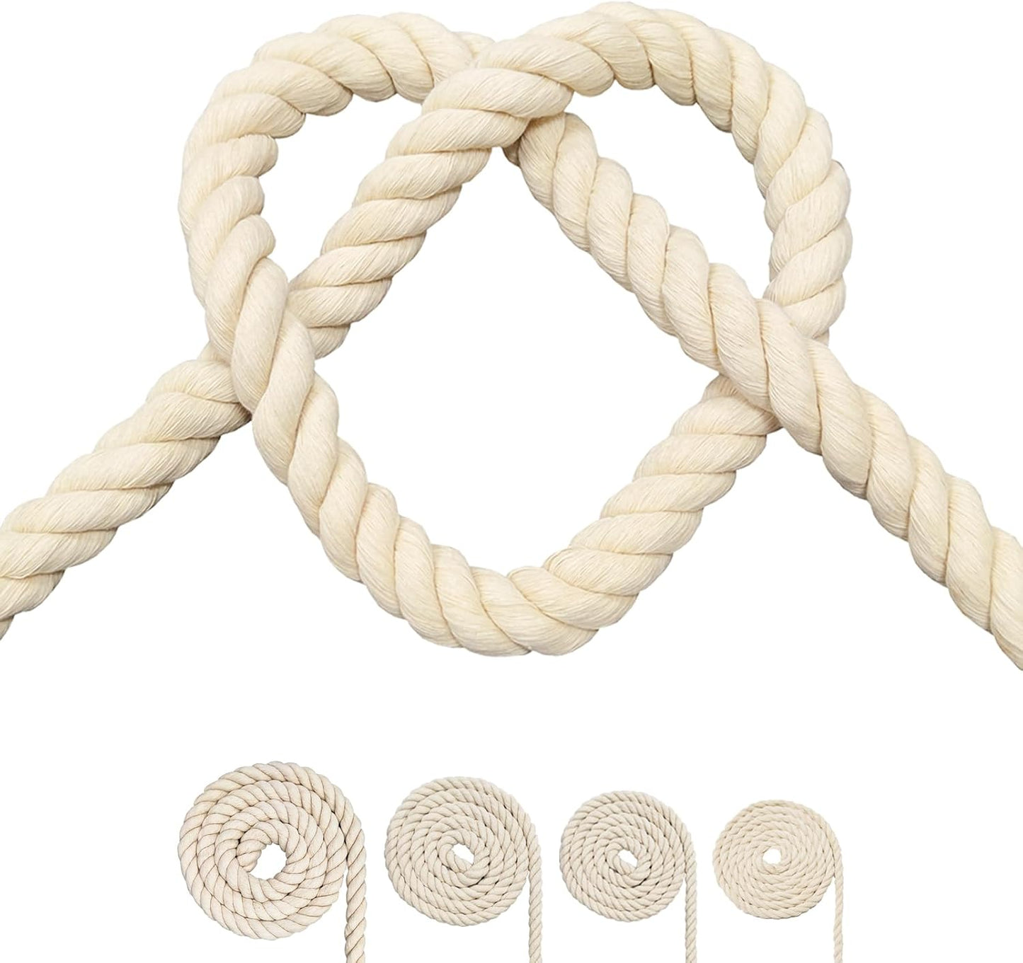 Cuerda algodón trenzada 3 hebras 8mm x 16ft beige