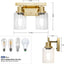 Lámpara Tocador 2 Luces Oro Cepillado Vidrio Transparente