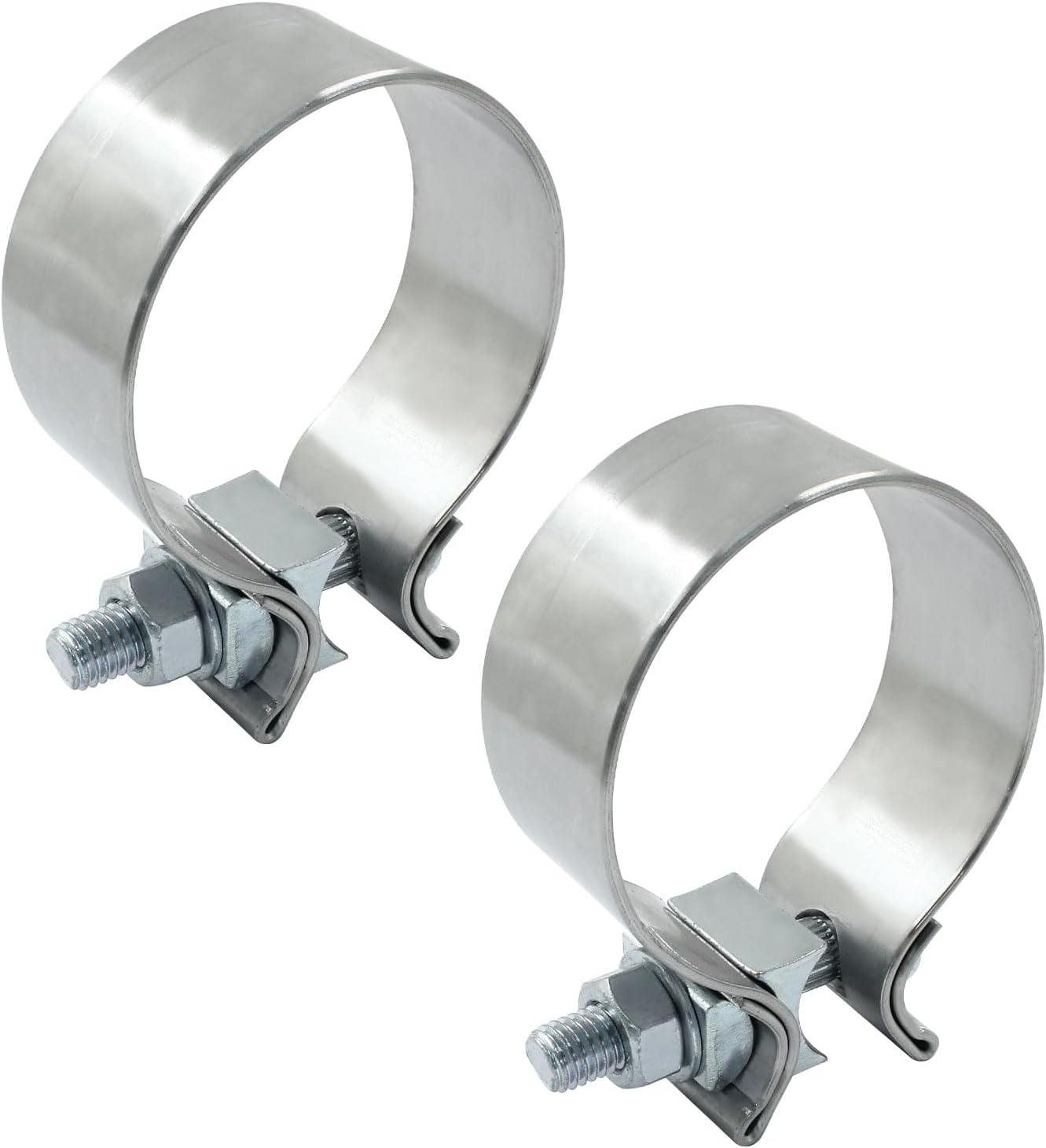 Abrazadera escape acero inox plateado 2 Pzas banda estrecha