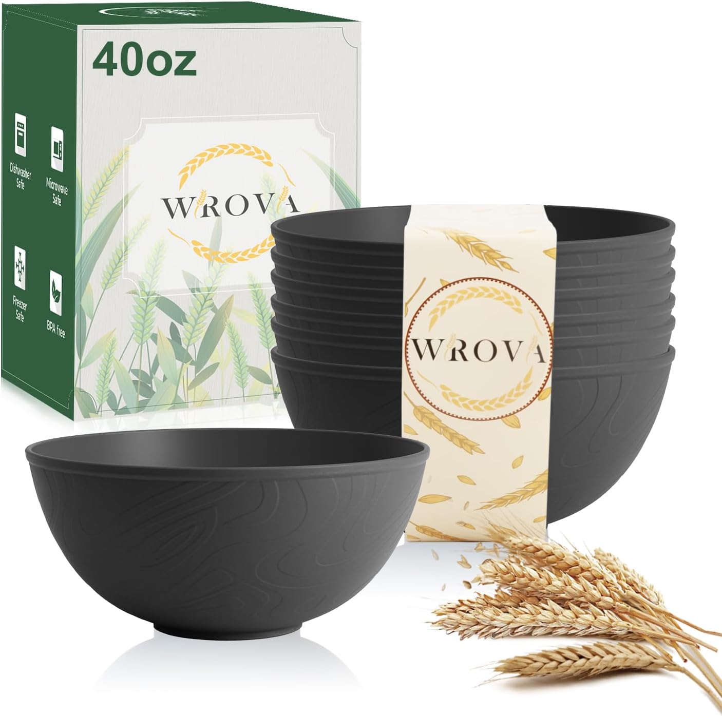 Tazones cereales 40oz set 6 plástico irrompible