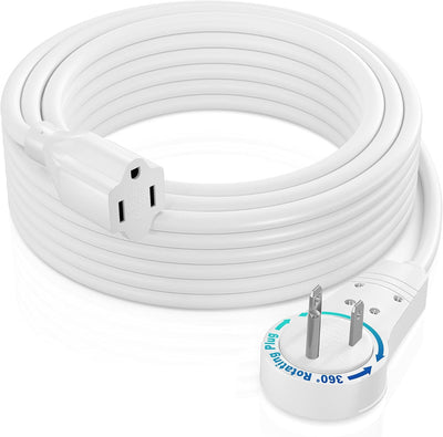 Cable extensión 30ft enchufe plano blanco 16 con toma giratoria