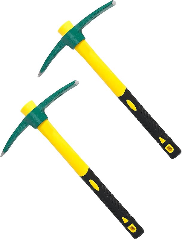 2 Pzas Azada Mattock Mango Goma 15pulg Cabeza Forjada
