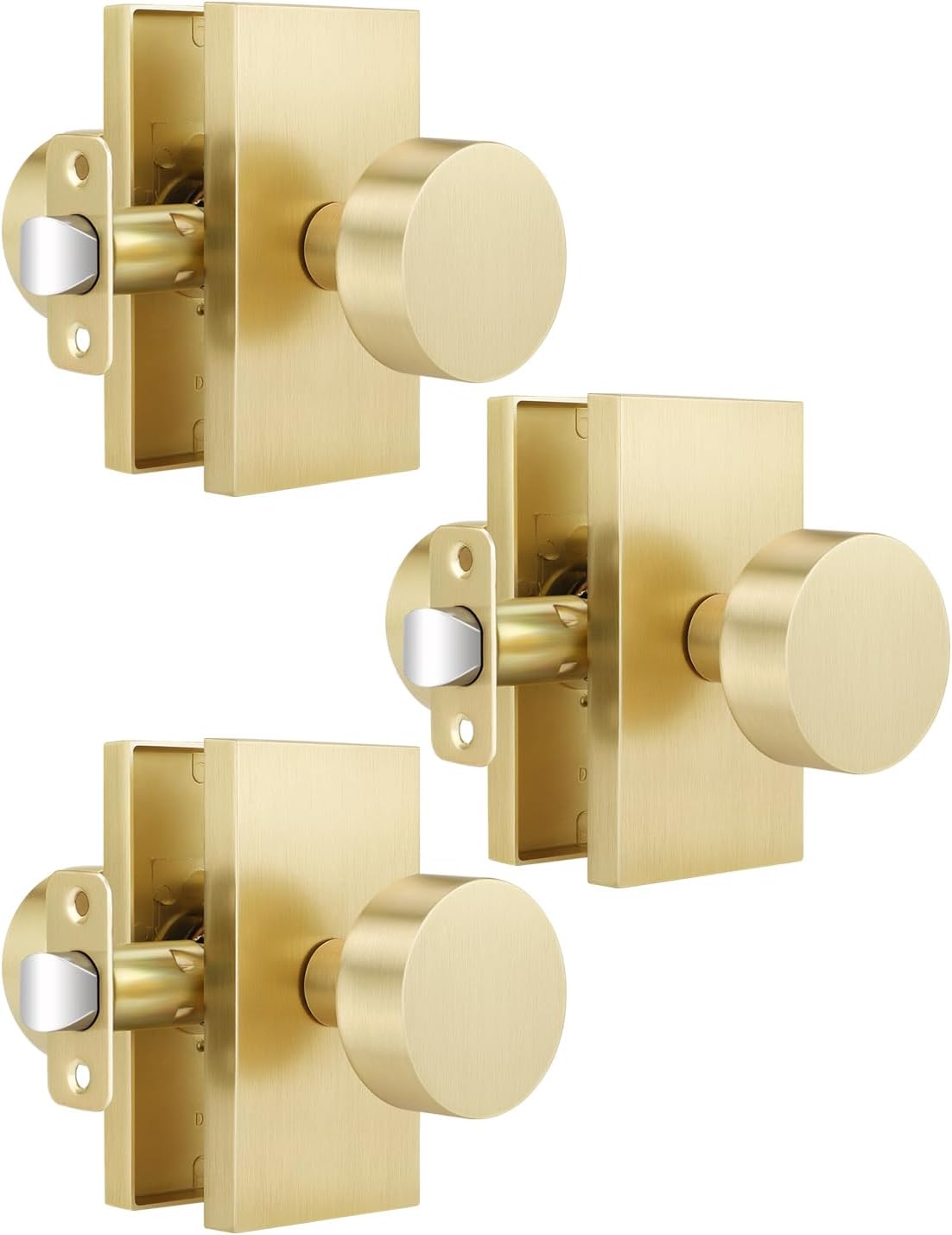 Pomos puerta oro cepillado set 3 manija paso sin llave