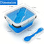 Recipiente silicona plegable 2en1 con tapa y utensilios