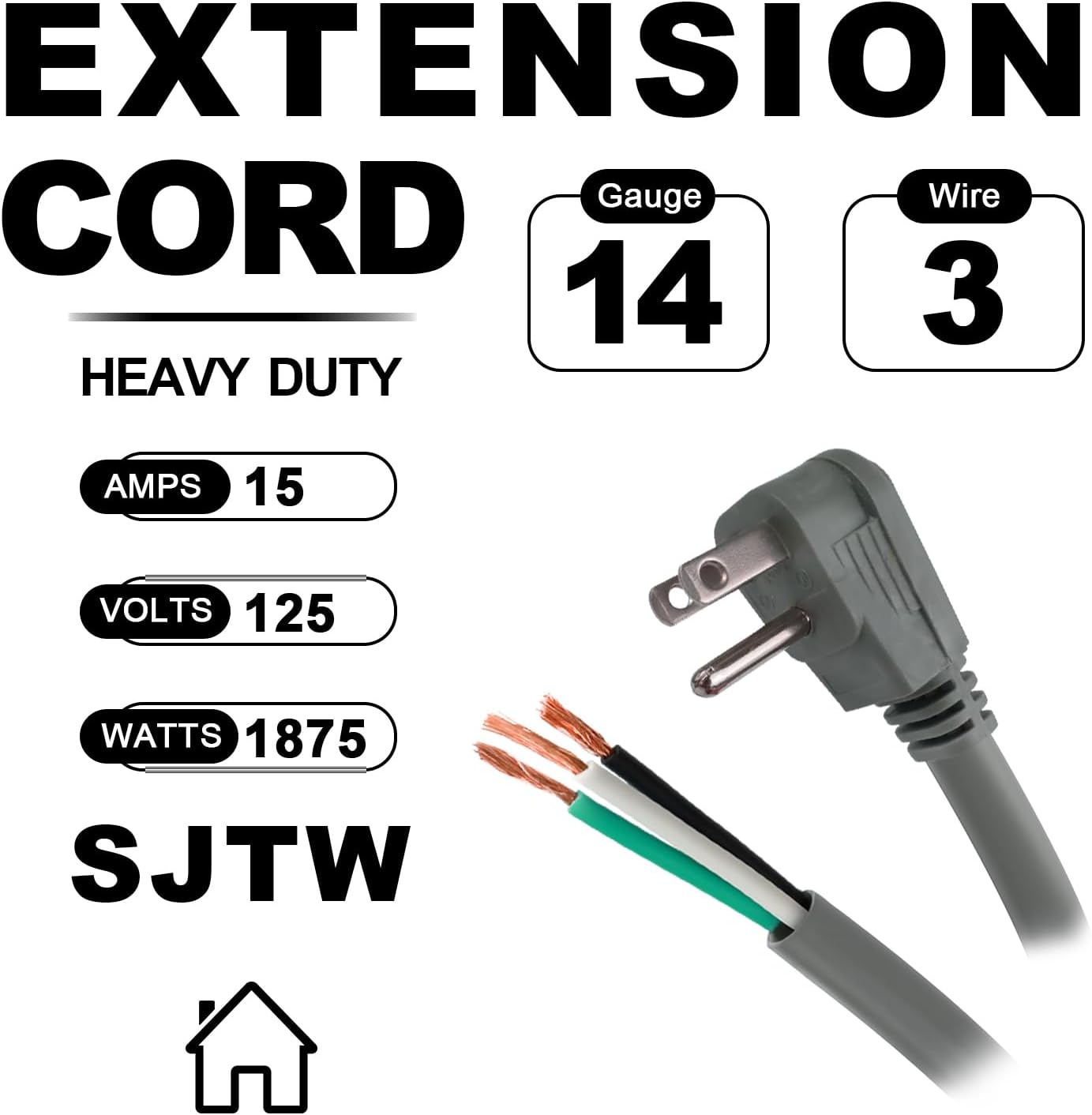 2 Cables 9ft enchufe plano para electrodomésticos gris