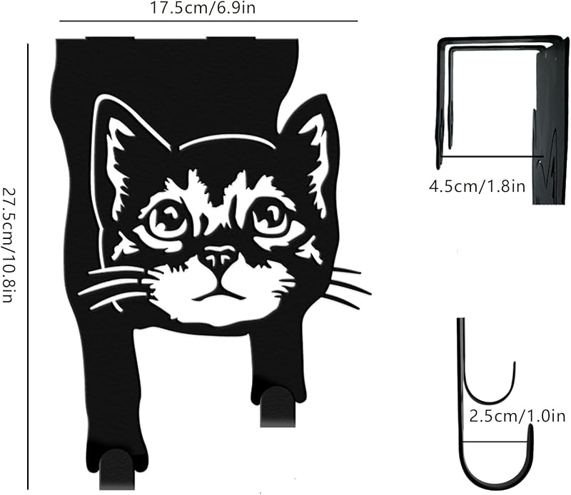 Percha gato puerta ganchos metal inox revestimiento negro