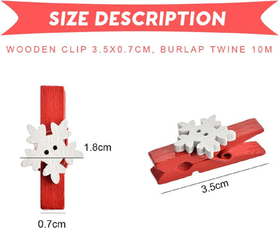 50 Clips Navidad madera roja para tarjetas y fotos