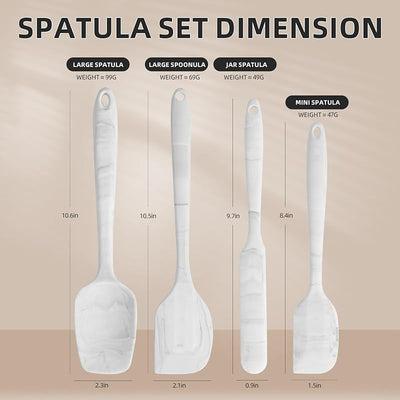 Set 4 Espátulas Silicona Alimenticio Antiadherente Inox Sin BPA