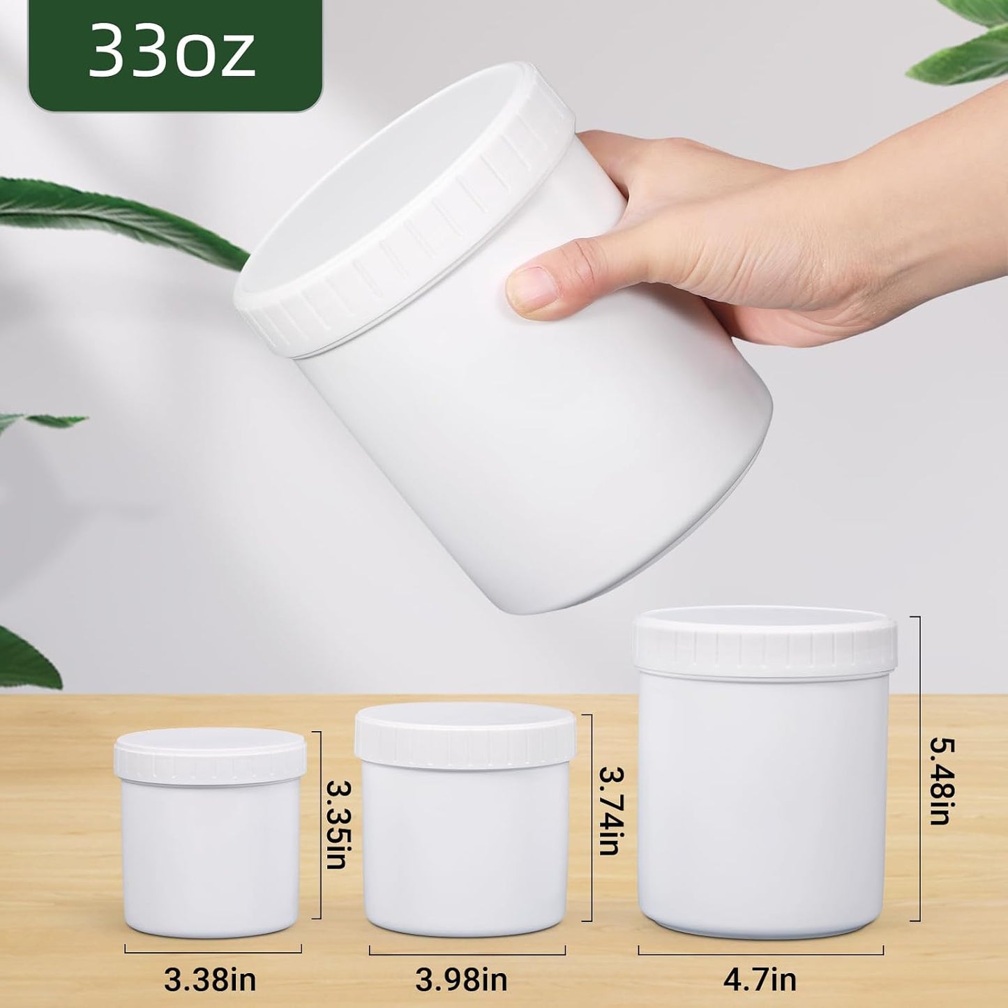 8 Tarros Mason Plástico Blanco con Tapa Alimento