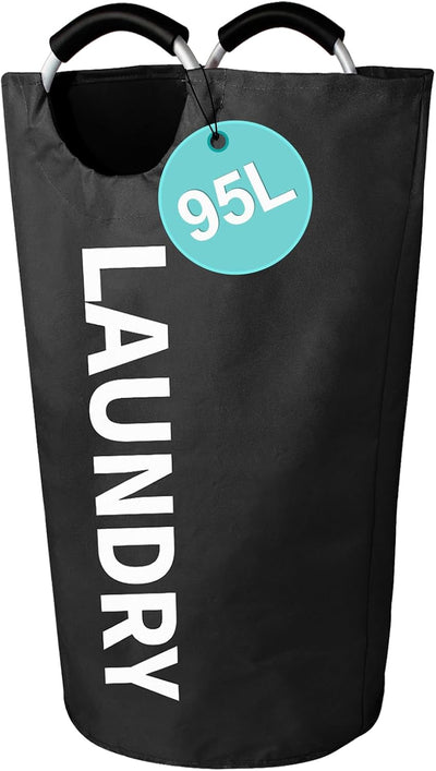 Cesta lavandería 95L tela plegable color negro