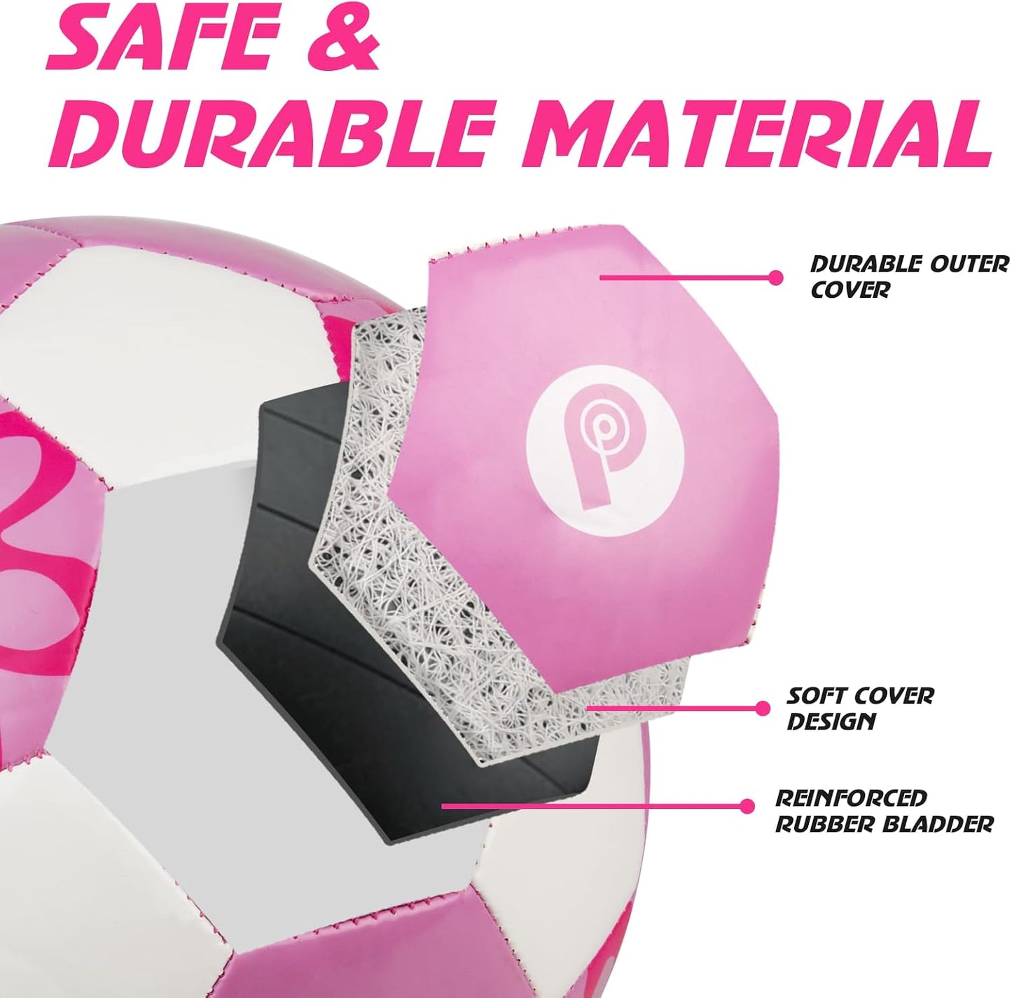 Balón fútbol tamaño 3 4 rosa y blanco para niñas