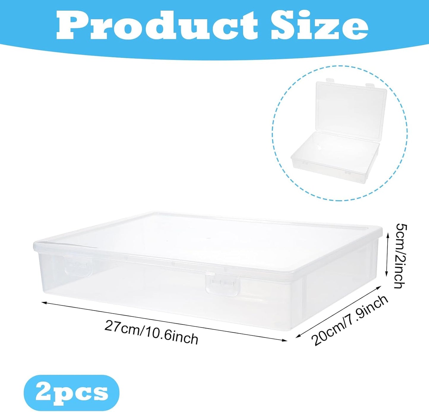 2 Cajas Plástico Transparente con Tapa para Manualidades