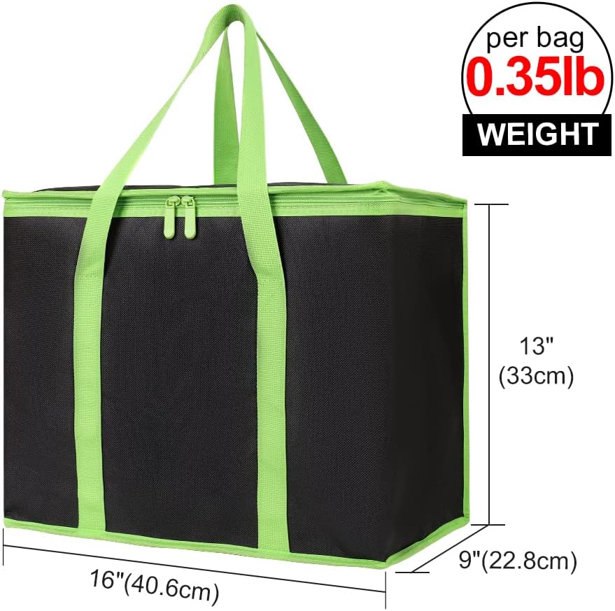 4 Pzas Bolsas Aisladas Pizza Reutiliz. Negro Borde Verde