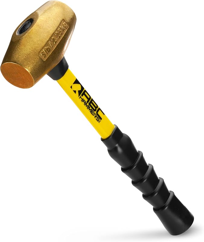 Martillo latón 5lb 14" mango fibra vidrio doble cara