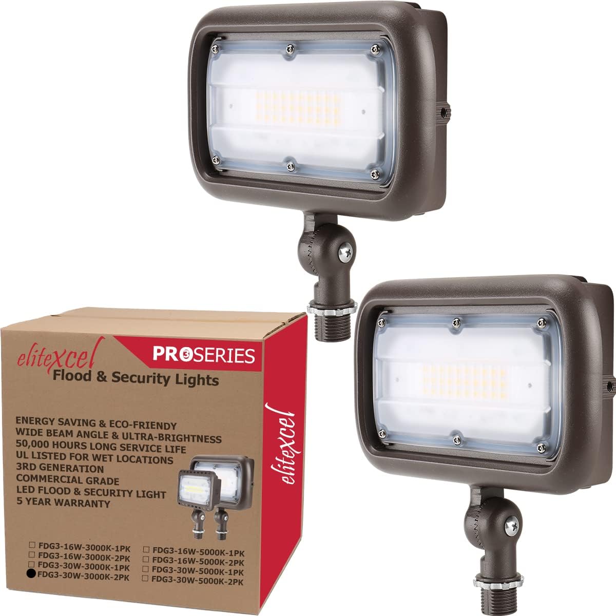 Luz patio LED 30W 3000K 3000lm certificada UL