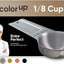 Taza medidora acero inox cromado 30ml con canaletas