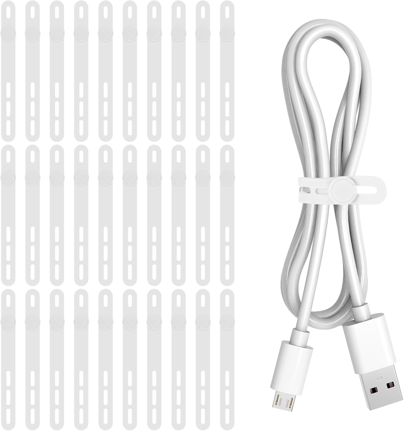 30 Bridas Silicona para Cables con Hebilla Ajustable
