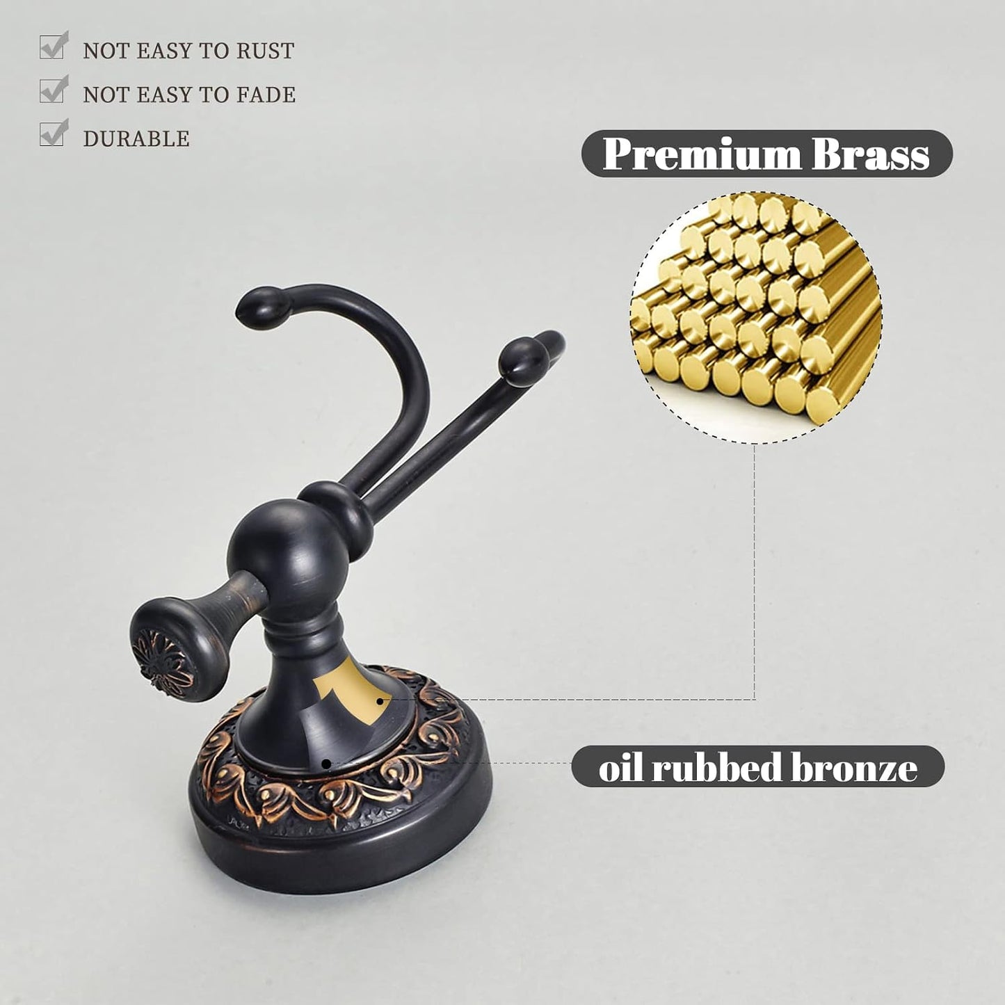 Ganchos toalla bronce baño colgador doble