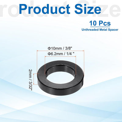 10 Pzas Espaciadores M6 Aluminio 1/4x3/8 3/32 Negros