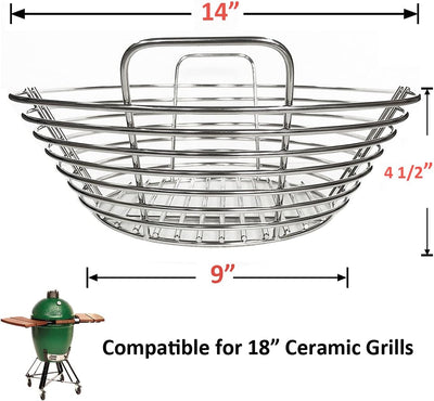 Cesta fuego carbón acero inox para parrilla 18pulg