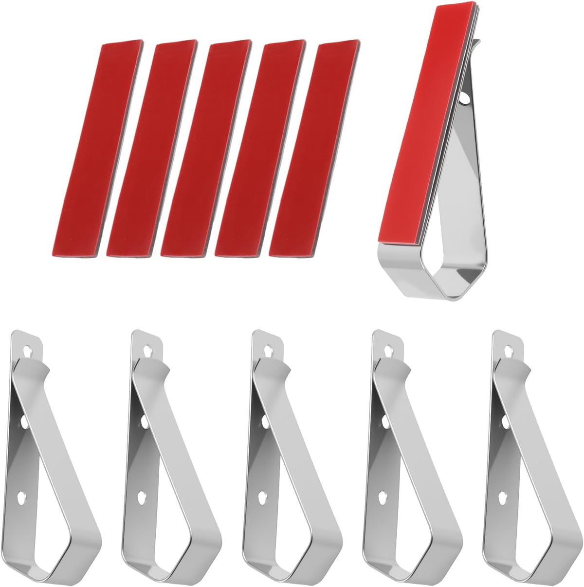 6 Clips 2en1 para visera automóvil acero inox adhesivo