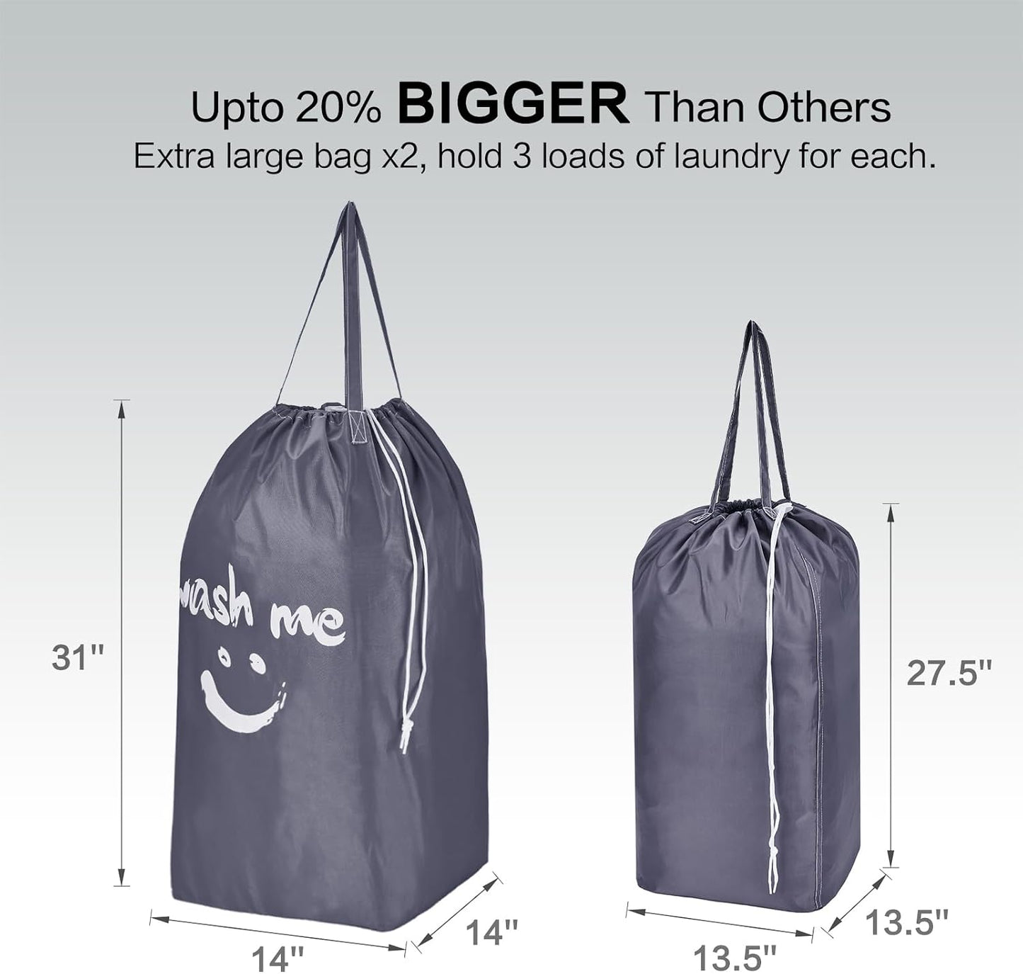 2 Bolsas Lavandería Viaje con Asas Base Cuadrada Azul Claro