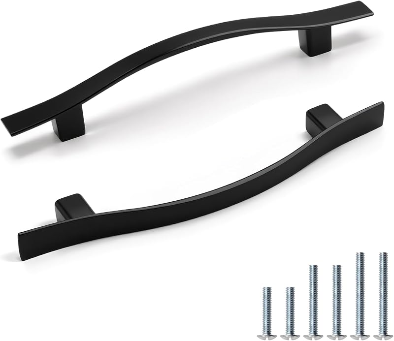 20 Tiradores Cocina 3.75" Negro Mate Estilo Onda