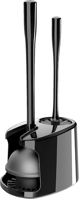 Juego émbolo cepillo inodoro soporte color negro