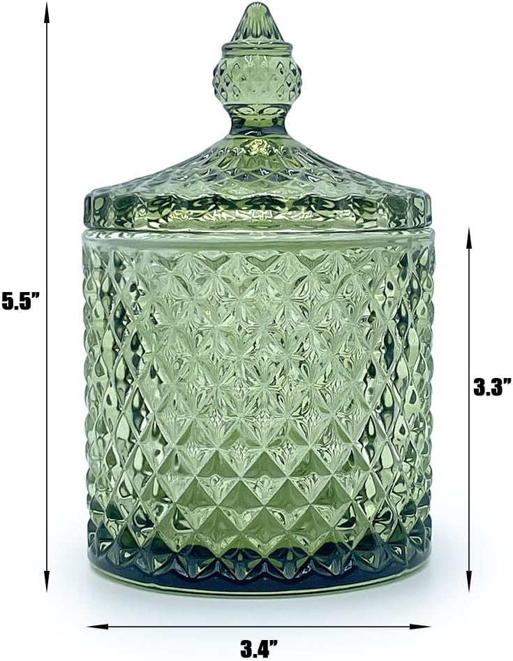 Tarro cristal con tapa decorativo Navidad verde oliva