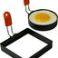 Juego de 2 anillos redondos y cuadrados para huevos con mango de silicona naranja