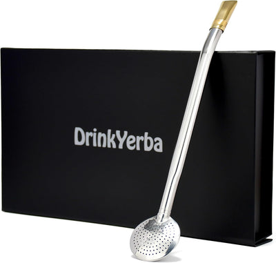 Bombilla acero inox pico dorado para mate argentino