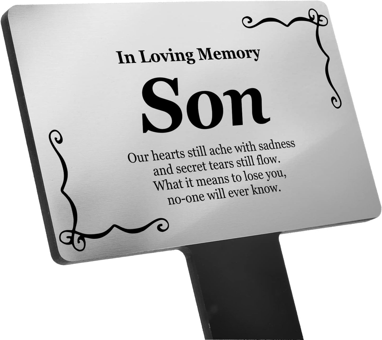 Placa conmemorativa hijo para tumba jardín grabada