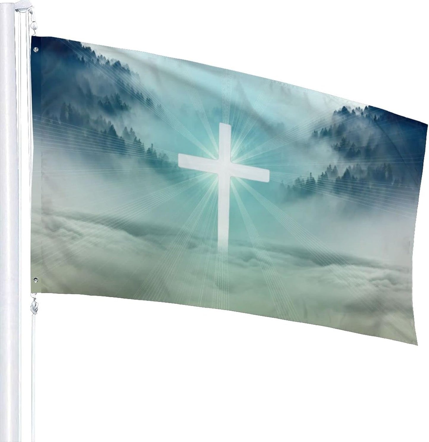Bandera Fe de Cruz Pascua 3x5pies resistente brisa