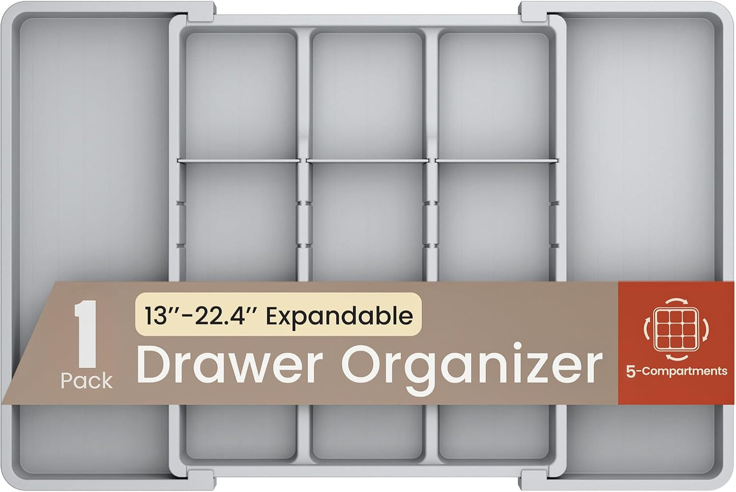 Organiz. cajones utensilios 13-22.4pulg 5 compart. sin BPA