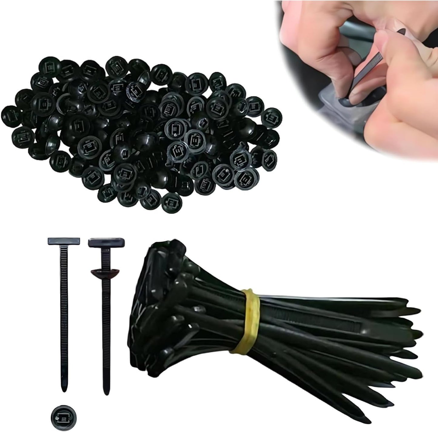 100 Hebillas Nailon Universal para Cables Soporte Autobloqueante