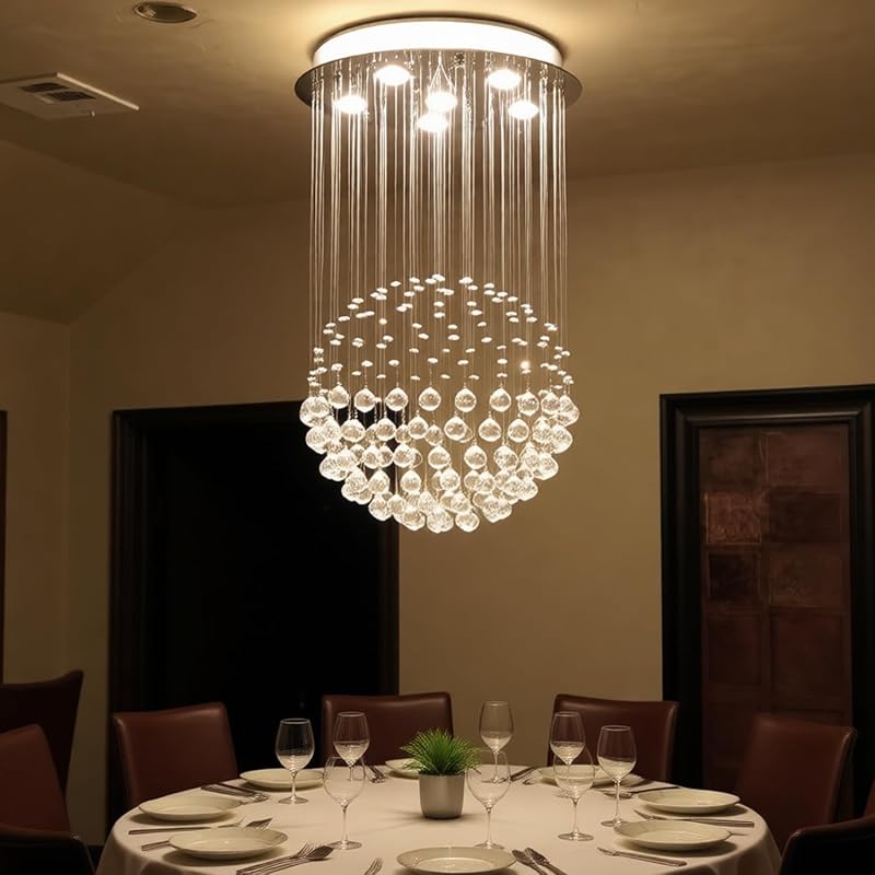 Candelabro cristal K9 lámpara techo 6 luces diseño bola